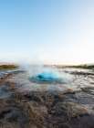 Haukadalur Valley, Iceland. Active bubbling water of the Strokkur geyser. Art Print